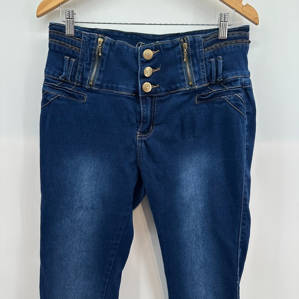 Tush Push Skinny Jeans Womens 15 Blue Denim Stretch Button Fly Colombian Style